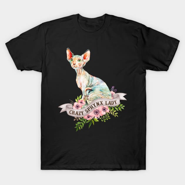 Crazy Sphynx Lady T-Shirt by Psitta